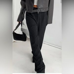 High waisted pin stripe trousers